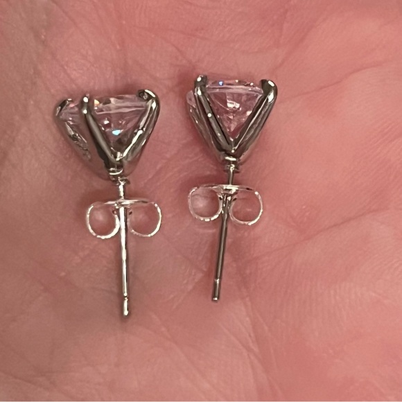 Silver Diamond Stud Earrings - Picture 3 of 5